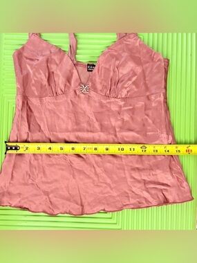 Rampage Pink Satin Cami with Embellished Center